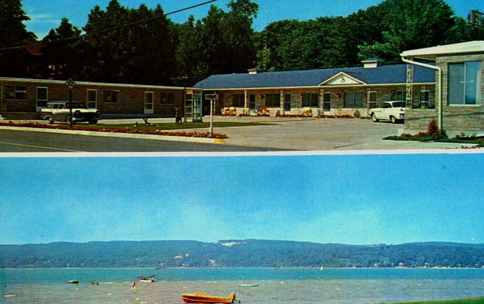 Portage Lake Motel (Wissners Motel, Sprengers Lakeview Motel) - Vintage Postcard